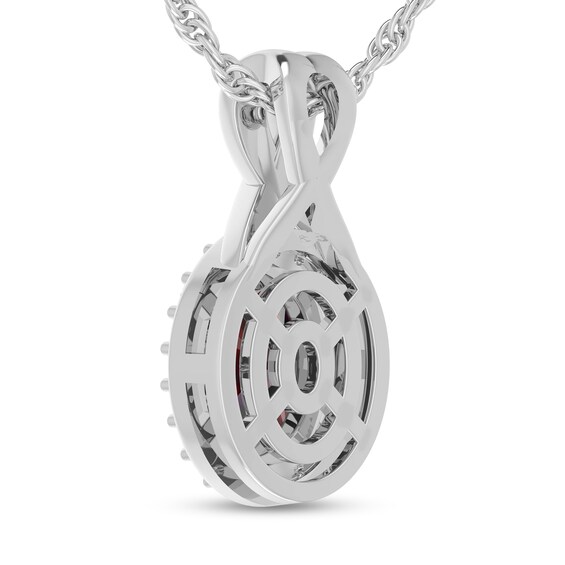 Oval Certified Ruby and 1/15 CT. T.w. Diamond Frame Split Bail Pendant in 10K White Gold
