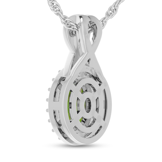 Oval Peridot and 1/15 CT. T.w. Diamond Frame Split Bail Pendant in 10K White Gold