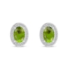 Thumbnail Image 2 of Oval Peridot and 1/10 CT. T.W. Diamond Frame Stud Earrings in 10K White Gold