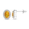 Thumbnail Image 1 of Oval Citrine and 1/10 CT. T.W. Diamond Frame Stud Earrings in 10K White Gold