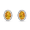 Thumbnail Image 2 of Oval Citrine and 1/10 CT. T.W. Diamond Frame Stud Earrings in 10K White Gold