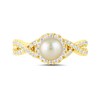 Thumbnail Image 3 of 6.0mm Pink Freshwater Cultured Pearl and 1/2 CT. T.W. Lab-Grown Diamond Frame Crossover Shank Ring in 14K Gold