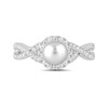 Thumbnail Image 3 of 6.0mm Freshwater Cultured Pearl and 1/2 CT. T.W. Lab-Grown Diamond Frame Crossover Shank Ring in 14K White Gold