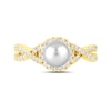 Thumbnail Image 3 of 6.0mm Freshwater Cultured Pearl and 1/2 CT. T.W. Lab-Grown Diamond Frame Crossover Shank Ring in 14K Gold