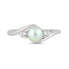 Thumbnail Image 3 of 6.0mm Freshwater Cultured Pearl and 1/5 CT. T.W. Lab-Grown Diamond Three Stone Bypass Ring in 14K White Gold