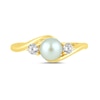 Thumbnail Image 3 of 6.0mm Freshwater Cultured Pearl and 1/5 CT. T.W. Lab-Grown Diamond Three Stone Bypass Ring in 14K Gold