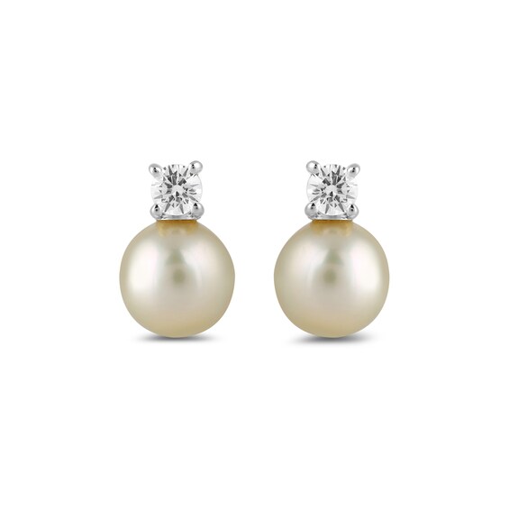 6.0mm Pink Freshwater Cultured Pearl and 1/6 CT. T.w. Lab-Grown Diamond Stacked Stud Earrings in 14K White Gold