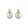 Thumbnail Image 2 of 6.0mm Pink Freshwater Cultured Pearl and 1/6 CT. T.W. Lab-Grown Diamond Stacked Stud Earrings in 14K Gold