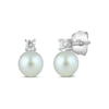 Thumbnail Image 1 of 6.0mm Freshwater Cultured Pearl and 1/6 CT. T.W. Lab-Grown Diamond Stacked Stud Earrings in 14K White Gold