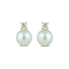 Thumbnail Image 2 of 6.0mm Freshwater Cultured Pearl and 1/6 CT. T.W. Lab-Created Diamond Stacked Stud Earrings in 14K Gold