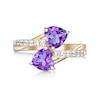 Thumbnail Image 2 of 6.0mm Heart-Shaped Amethyst and White Lab-Created Sapphire Toi et Moi Ring in Sterling Silver with 18K Gold Plate