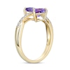 Thumbnail Image 3 of 6.0mm Heart-Shaped Amethyst and White Lab-Created Sapphire Toi et Moi Ring in Sterling Silver with 18K Gold Plate