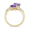 Thumbnail Image 4 of 6.0mm Heart-Shaped Amethyst and White Lab-Created Sapphire Toi et Moi Ring in Sterling Silver with 18K Gold Plate