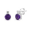 Thumbnail Image 1 of 6.0mm Amethyst and 1/6 CT. T.W. Lab-Grown Diamond Stacked Stud Earrings in 14K White Gold