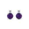 Thumbnail Image 2 of 6.0mm Amethyst and 1/6 CT. T.W. Lab-Grown Diamond Stacked Stud Earrings in 14K White Gold