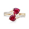 Thumbnail Image 3 of Heart-Shaped Lab-Created Ruby and White Lab-Created Sapphire Toi et Moi Ring in Sterling Silver with 18K Gold Plate