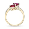 Thumbnail Image 4 of Heart-Shaped Lab-Created Ruby and White Lab-Created Sapphire Toi et Moi Ring in Sterling Silver with 18K Gold Plate