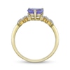 Thumbnail Image 3 of 7.0mm Heart-Shaped Amethyst and White Lab-Created Sapphire Zig-Zag Ring in Sterling Silver with 18K Gold Plate