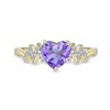 Thumbnail Image 4 of 7.0mm Heart-Shaped Amethyst and White Lab-Created Sapphire Zig-Zag Ring in Sterling Silver with 18K Gold Plate