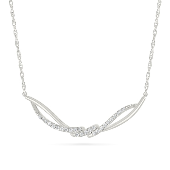 1/5 CT. T.w. Diamond Swirl Curved Bar Necklace in Sterling Silver