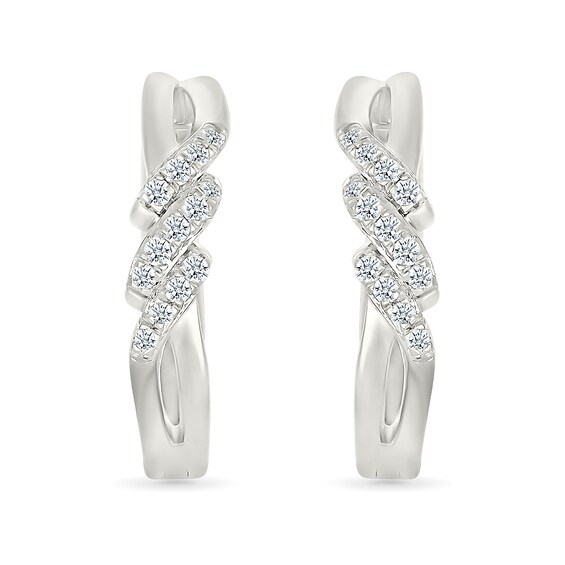 1/5 CT. T.w. Diamond Swirl Hoop Earrings in Sterling Silver