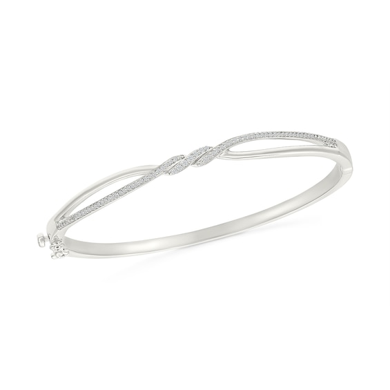 1/5 CT. T.w. Diamond Swirl Split Bangle in Sterling Silver