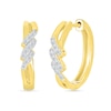 Thumbnail Image 1 of 1/5 CT. T.W. Diamond Swirl Hoop Earrings in Sterling Silver with 14K Gold Plate