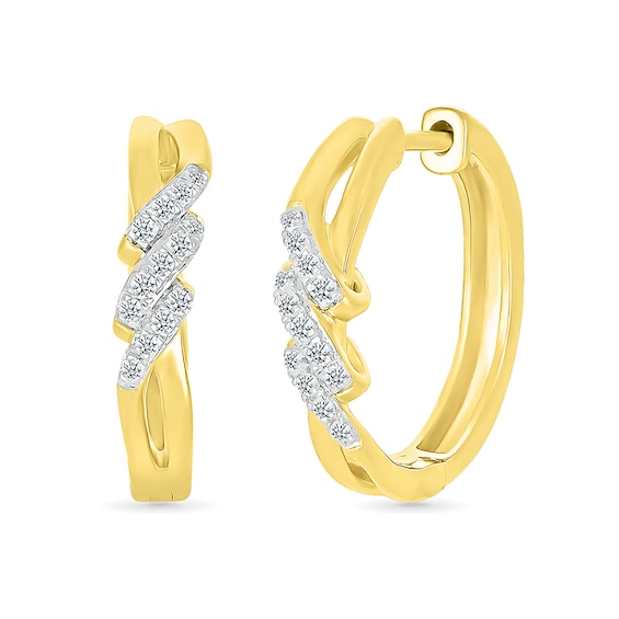 1/5 CT. T.w. Diamond Swirl Hoop Earrings in Sterling Silver with 14K Gold Plate