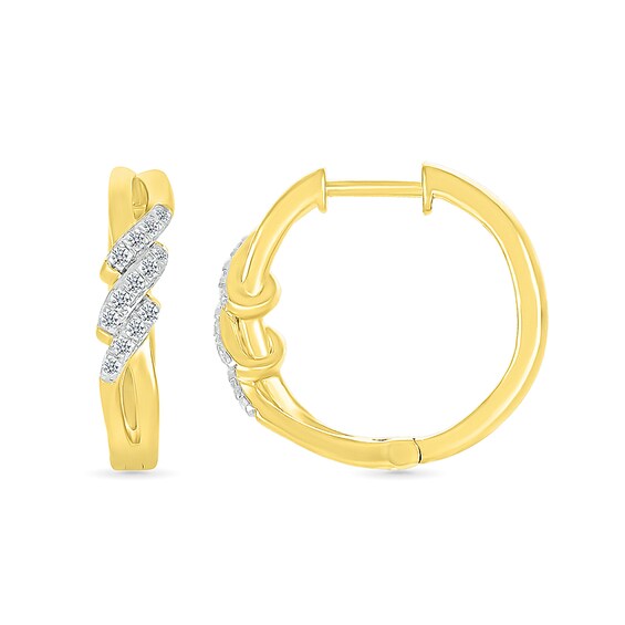 1/5 CT. T.w. Diamond Swirl Hoop Earrings in Sterling Silver with 14K Gold Plate