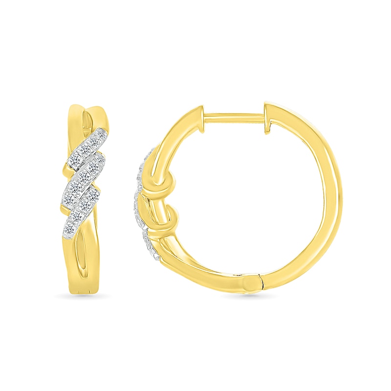 Main Image 3 of 1/5 CT. T.W. Diamond Swirl Hoop Earrings in Sterling Silver with 14K Gold Plate