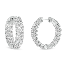 5 CT. T.W. Certified Lab-Grown Diamond Double Row Inside-Out Hoop Earrings in 14K White Gold (F/SI2)
