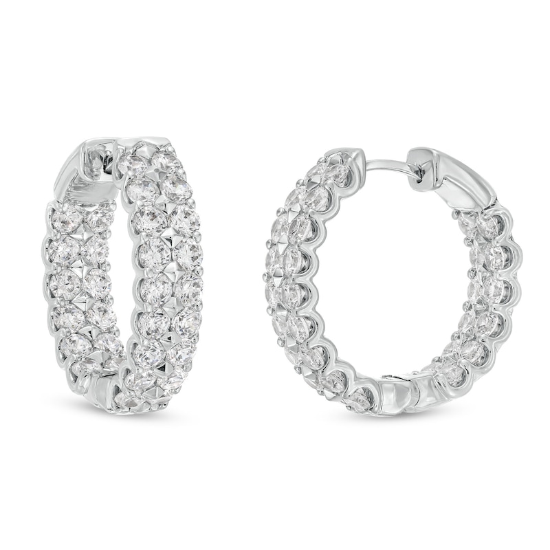Main Image 1 of 5 CT. T.W. Certified Lab-Grown Diamond Double Row Inside-Out Hoop Earrings in 14K White Gold (F/SI2)