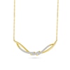 Thumbnail Image 1 of 1/5 CT. T.W. Diamond Swirl Curved Bar Necklace in Sterling Silver with 14K Gold Plate