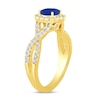 Thumbnail Image 2 of 6.0mm Blue Sapphire and 1/2 CT. T.W. Lab-Grown Diamond Frame Crossover Shank Ring in 14K Gold