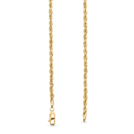 3.0mm Diamond-Cut Glitter Rope Chain Necklace in Solid 10K Gold - 22â