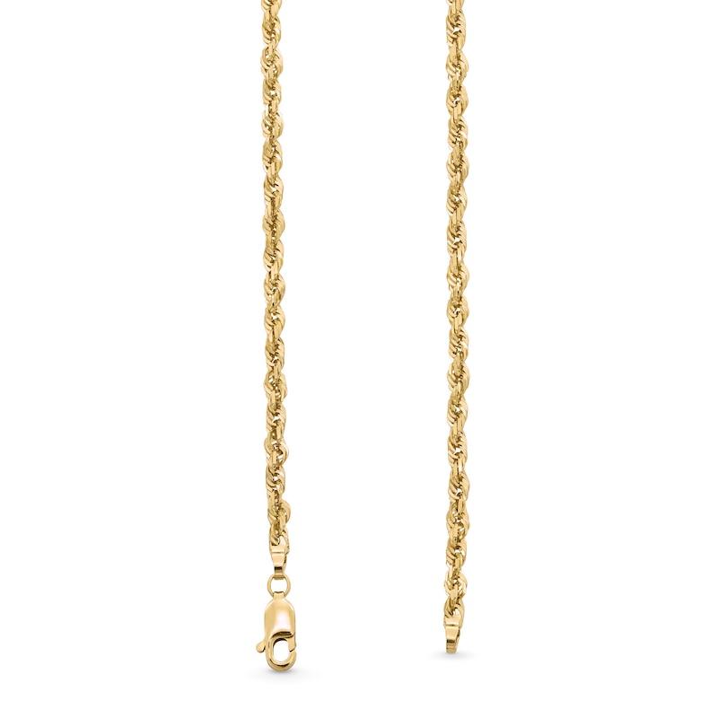 Main Image 3 of 3.0mm Diamond-Cut Glitter Rope Chain Necklace in Solid 10K Gold - 22”