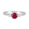 Thumbnail Image 3 of 5.0mm Certified Ruby and 3/8 CT. T.W. Lab-Grown Diamond Three Stone Ring in 14K White Gold