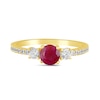 Thumbnail Image 3 of 5.0mm Certified Ruby and 3/8 CT. T.W. Lab-Grown Diamond Three Stone Ring in 14K Gold
