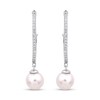 Thumbnail Image 2 of 6.0mm Freshwater Cultured Pearl and White Lab-Created Sapphire J-Hoop Drop Earrings in Sterling Silver