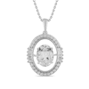 Thumbnail Image 1 of Oval, Baguette and Round White Lab-Created Sapphire Pendant in Sterling silver