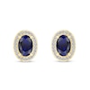 Thumbnail Image 2 of Oval Blue Sapphire and 1/10 CT. T.W. Diamond Frame Stud Earrings in 10K Gold