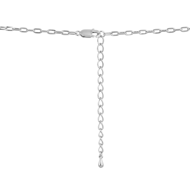 Main Image 3 of Emerald-Cut White Lab-Created Sapphire and Freshwater Cultured Pearl Lariat Necklace in Sterling Silver - 19"