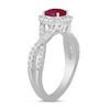 Thumbnail Image 2 of 6.0mm Certified Ruby and 1/2 CT. T.W. Lab-Grown Diamond Frame Crossover Shank Ring in 14K White Gold