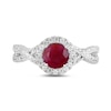 Thumbnail Image 3 of 6.0mm Certified Ruby and 1/2 CT. T.W. Lab-Grown Diamond Frame Crossover Shank Ring in 14K White Gold