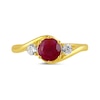 Thumbnail Image 3 of 6.0mm Certified Ruby and 1/5 CT. T.W. Lab-Grown Diamond Three Stone Bypass Ring in 14K Gold