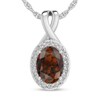 Thumbnail Image 1 of Oval Garnet and 1/15 CT. T.W. Diamond Frame Split Bail Pendant in 10K White Gold