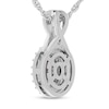 Thumbnail Image 3 of Oval Garnet and 1/15 CT. T.W. Diamond Frame Split Bail Pendant in 10K White Gold
