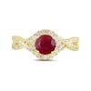 Thumbnail Image 3 of 6.0mm Certified Ruby and 1/2 CT. T.W. Lab-Grown Diamond Frame Crossover Shank Ring in 14K Gold