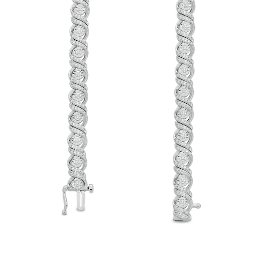 1/4 CT. T.w. Diamond Miracle Bypass Frame Swirl Link Bracelet in Sterling Silver - 7.25"