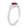 Thumbnail Image 2 of 6.0mm Certified Ruby and 1/5 CT. T.W. Lab-Grown Diamond Three Stone Bypass Ring in 14K White Gold